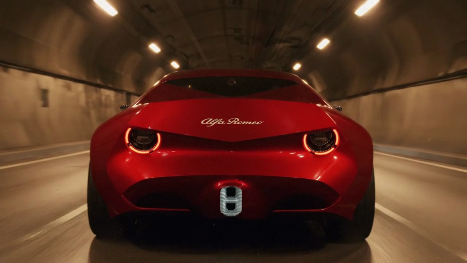 Veo 3.1 footage: the car driving through a lit tunnel, seen from behind