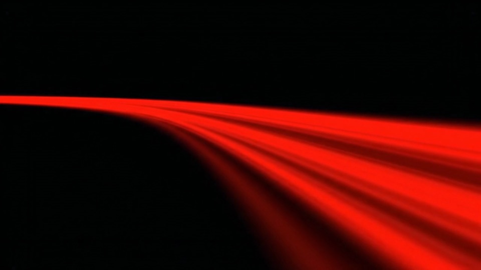 Veo 3.1 footage: red light trails sweeping across black